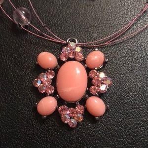 Pink Australian crystal pendant on wire w/earrings